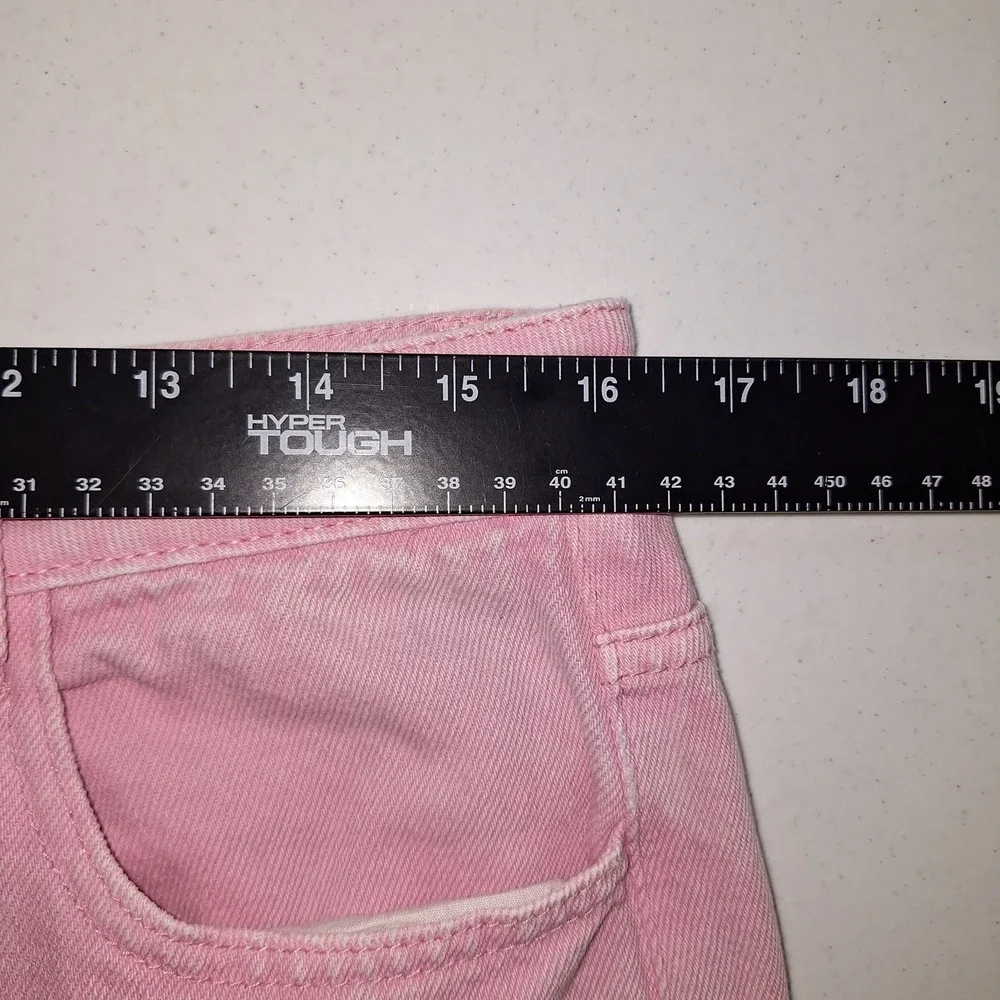 Pink‎ Denim Jeans High Waisted Wide Leg Y2K Bubblegum Sassy Shortcake L Large